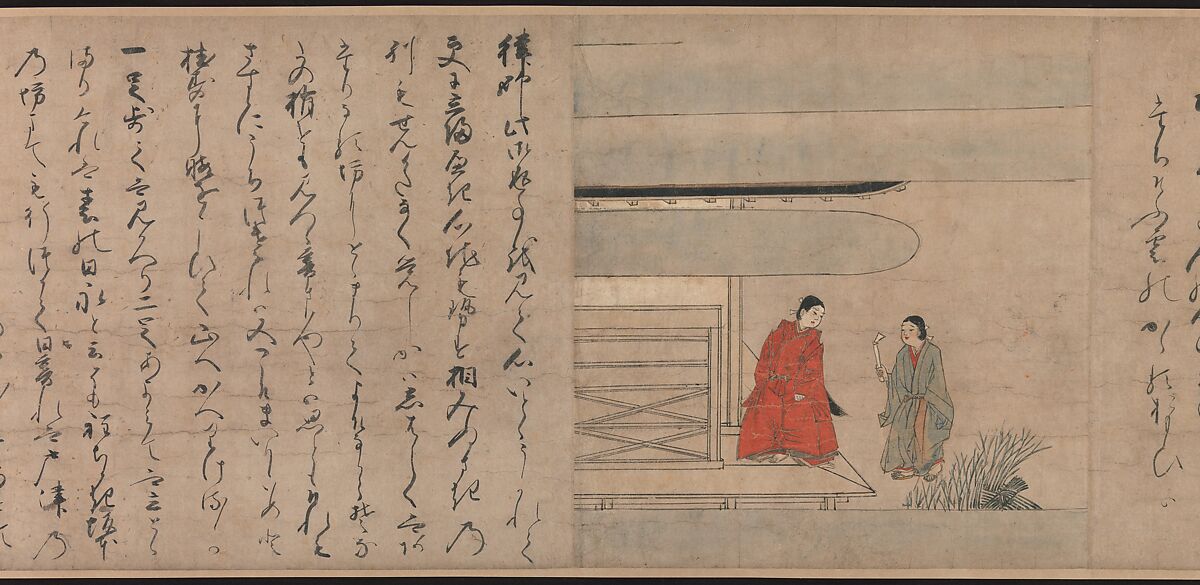 A Long Tale for an Autumn Night (Aki no yo nagamonogatari), Unidentified artist Japanese, One handscroll from a set of three; ink, color, and gold on paper, Japan