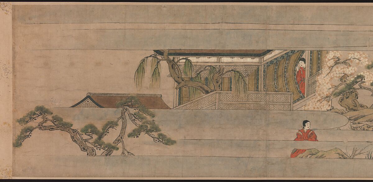 A Long Tale for an Autumn Night (Aki no yo nagamonogatari), Unidentified artist Japanese, One handscroll from a set of three; ink, color, and gold on paper, Japan