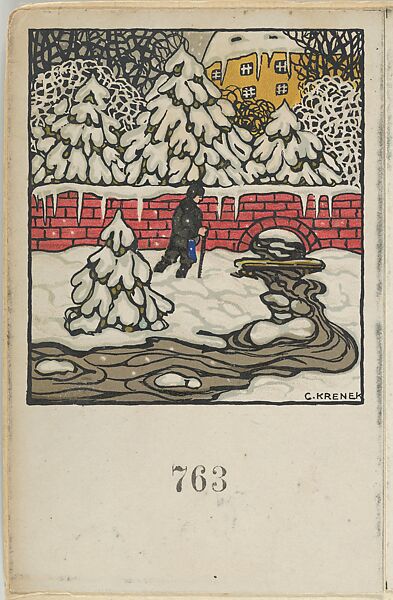 Christmas Card, Carl Krenek (Austrian, 1880–1948), Color lithograph 