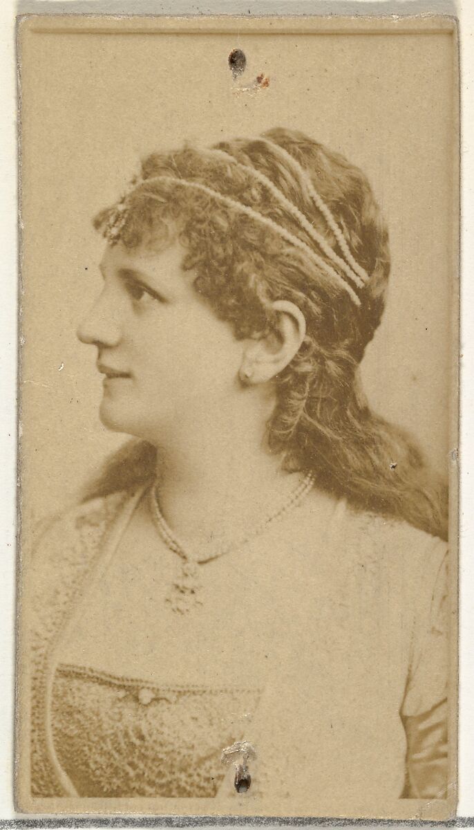 [Actress in profile wearing ornamental headpiece], from the Actors and Actresses series (N145-8) issued by Duke Sons & Co. to promote Duke Cigarettes, Issued by W. Duke, Sons &amp; Co. (New York and Durham, N.C.), Albumen photograph 