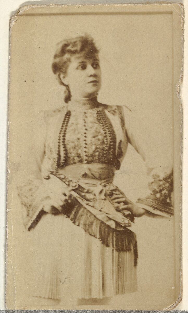 [Actress wearing fringed scarf], from the Actors and Actresses series (N145-8) issued by Duke Sons & Co. to promote Duke Cigarettes, Issued by W. Duke, Sons &amp; Co. (New York and Durham, N.C.), Albumen photograph 