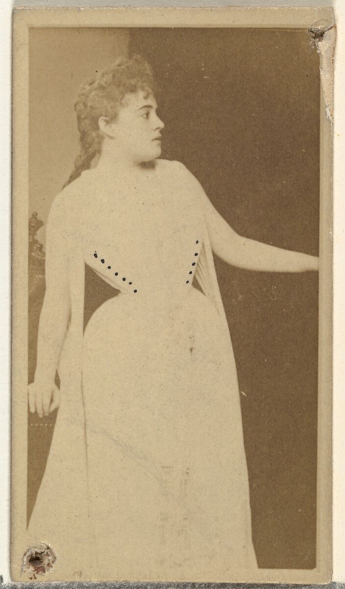 [Actress standing in profile], from the Actors and Actresses series (N145-8) issued by Duke Sons & Co. to promote Duke Cigarettes, Issued by W. Duke, Sons &amp; Co. (New York and Durham, N.C.), Albumen photograph 