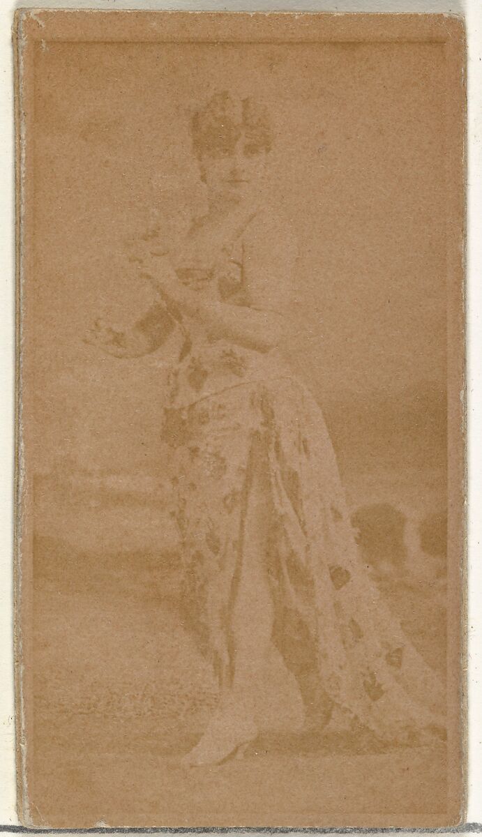 [Actress posing in patterned gown], from the Actors and Actresses series (N145-8) issued by Duke Sons & Co. to promote Duke Cigarettes, Issued by W. Duke, Sons &amp; Co. (New York and Durham, N.C.), Albumen photograph 