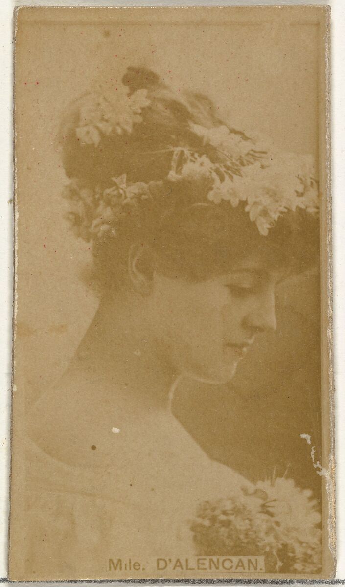 Mlle. D'Alencan, from the Actors and Actresses series (N145-8) issued by Duke Sons & Co. to promote Duke Cigarettes, Issued by W. Duke, Sons &amp; Co. (New York and Durham, N.C.), Albumen photograph 