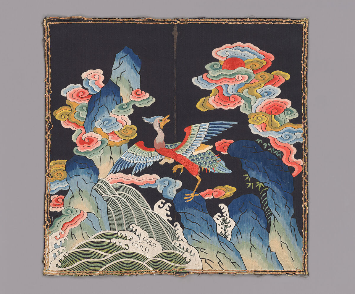 Rank Badge with Mandarin Duck, Silk, metallic thread on silk, China 