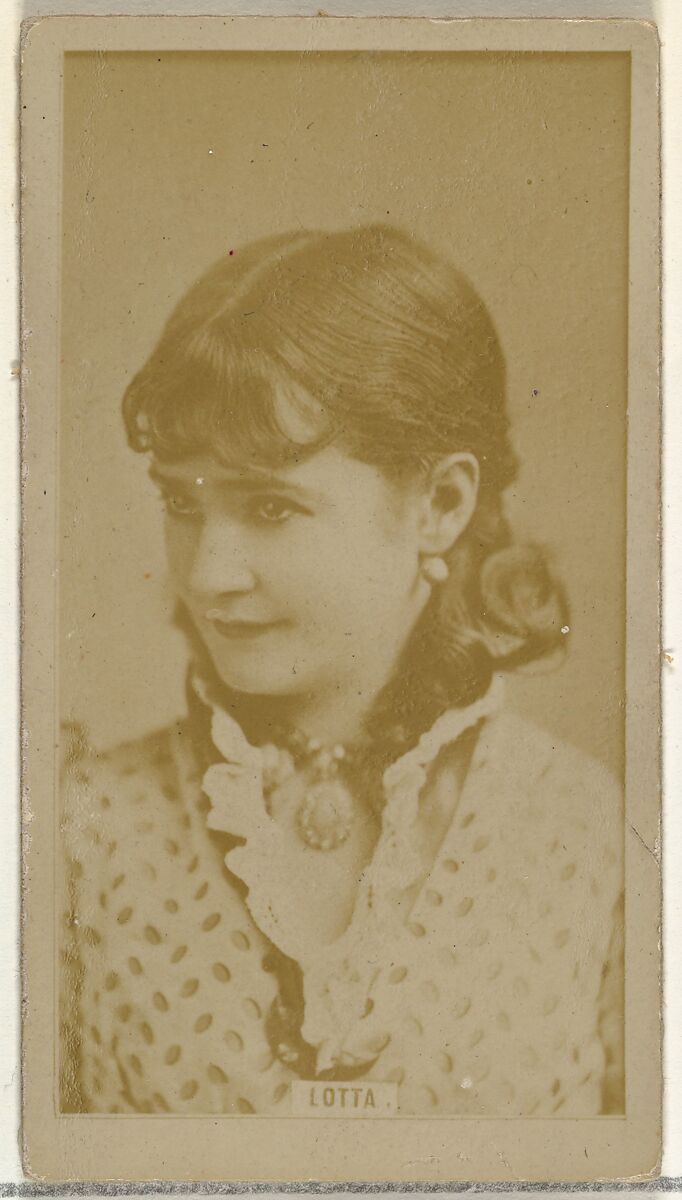 Lotta, from the Actors and Actresses series (N145-8) issued by Duke Sons & Co. to promote Duke Cigarettes, Issued by W. Duke, Sons &amp; Co. (New York and Durham, N.C.), Albumen photograph 