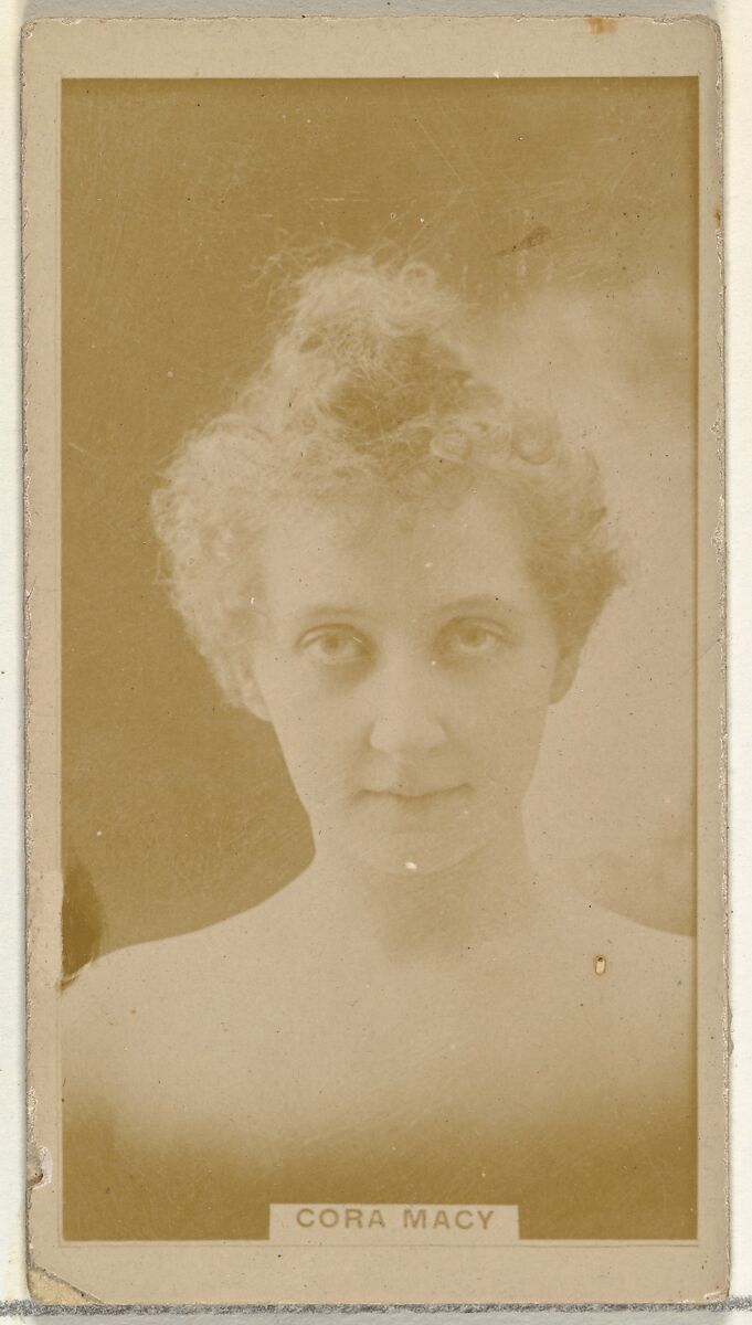 Cora Macy, from the Actors and Actresses series (N145-8) issued by Duke Sons & Co. to promote Duke Cigarettes, Issued by W. Duke, Sons &amp; Co. (New York and Durham, N.C.), Albumen photograph 