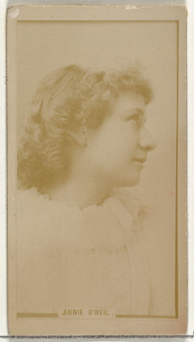 Annie O'Neil, from the Actors and Actresses series (N145-8) issued by Duke Sons & Co. to promote Duke Cigarettes, Issued by W. Duke, Sons &amp; Co. (New York and Durham, N.C.), Albumen photograph 
