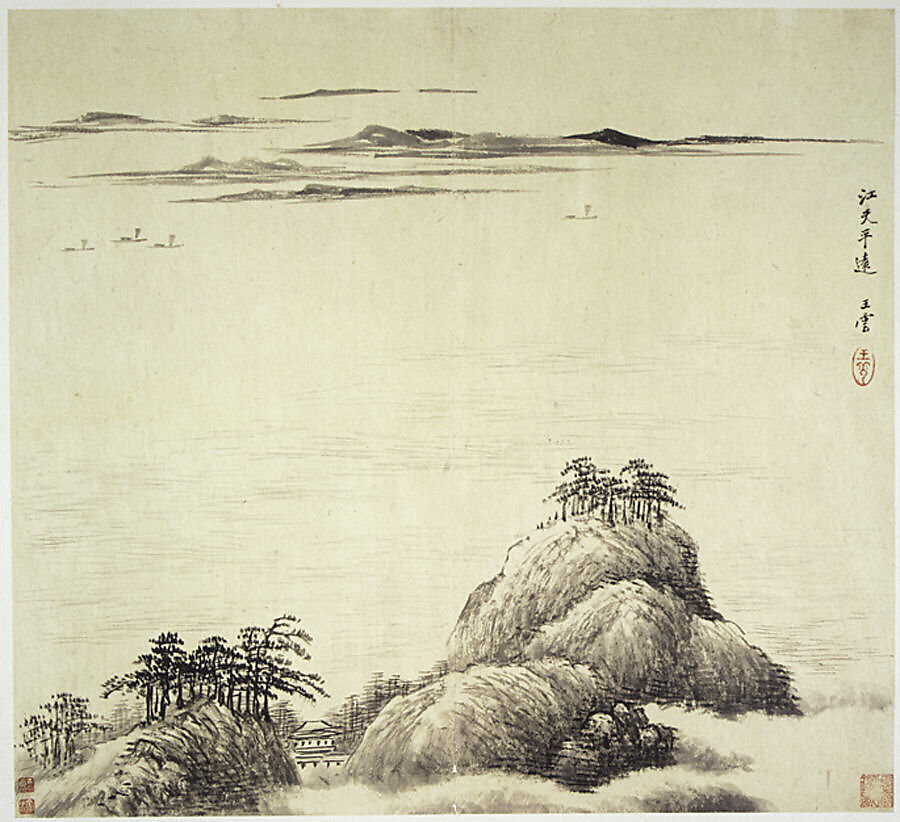 Landscapes after old masters, leaves a, o, p by Wang Hui (Chinese, 1632–1717), Album of sixteen leaves; ink and color on paper, China