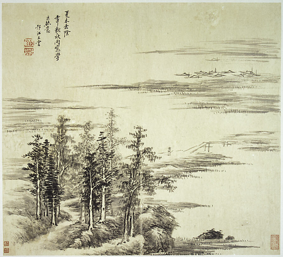 Landscapes after old masters, leaves a, o, p by Wang Hui (Chinese, 1632–1717), Album of sixteen leaves; ink and color on paper, China