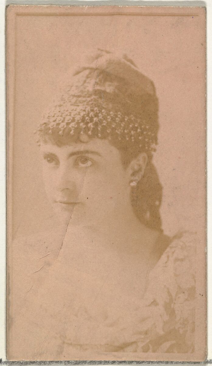 [Actress wearing ornate cap], from the Actors and Actresses series (N145-8) issued by Duke Sons & Co. to promote Duke Cigarettes, Issued by W. Duke, Sons &amp; Co. (New York and Durham, N.C.), Albumen photograph 