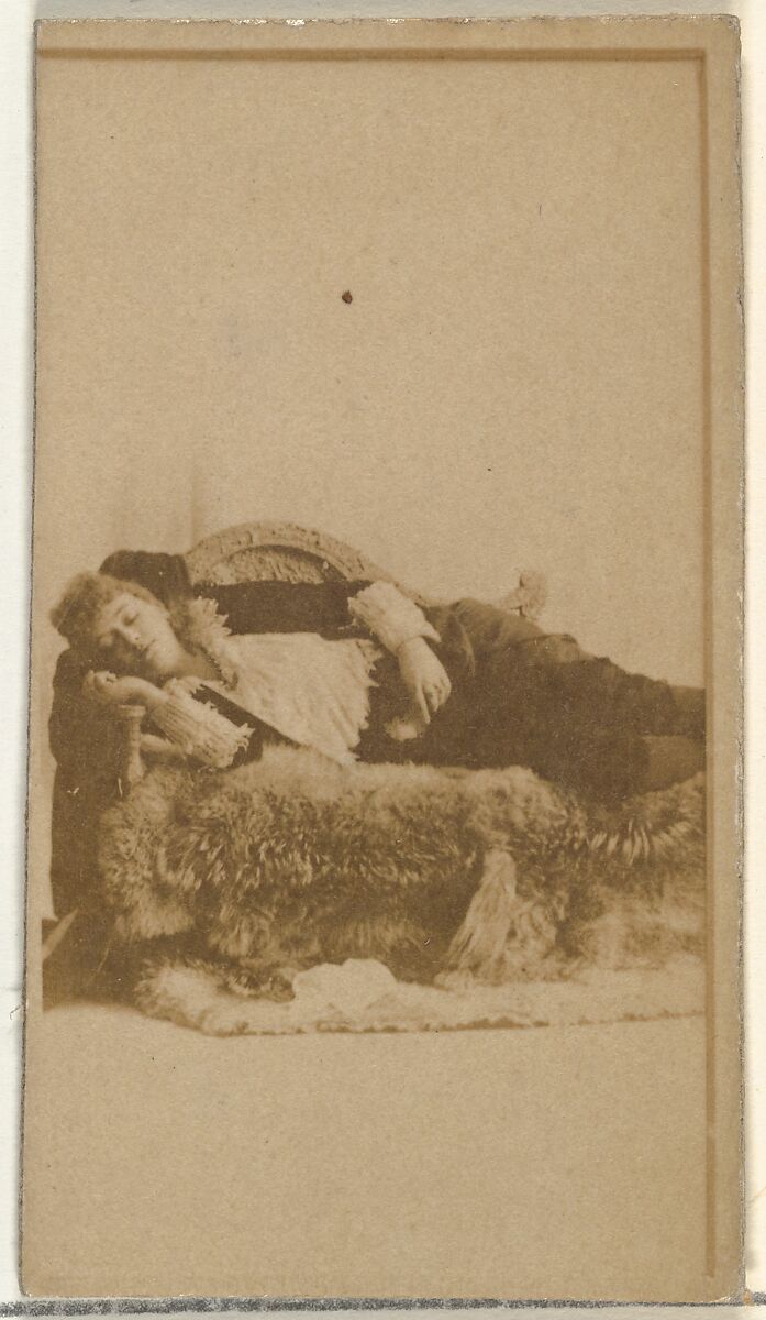 [Actress reclining on furs], from the Actors and Actresses series (N145-8) issued by Duke Sons & Co. to promote Duke Cigarettes, Issued by W. Duke, Sons &amp; Co. (New York and Durham, N.C.), Albumen photograph 
