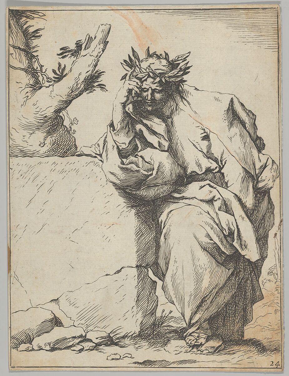 The Poet (copy in reverse), After Jusepe de Ribera (called Lo Spagnoletto) (Spanish, Játiva 1591–1652 Naples), Etching 