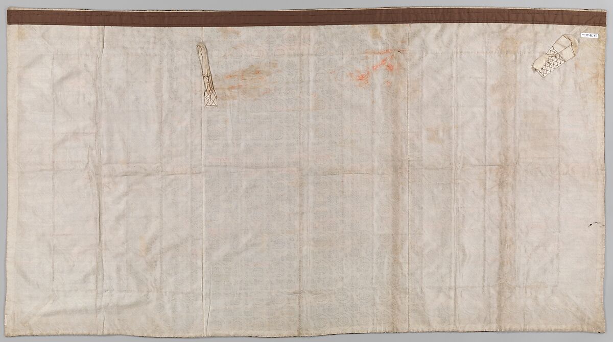 Seven-Panel Buddhist Monk’s Vestment (Shichijō kesa) Made from a Chinese Robe, Silk satin brocaded with silk and metallic thread; silk embroidery, Japan