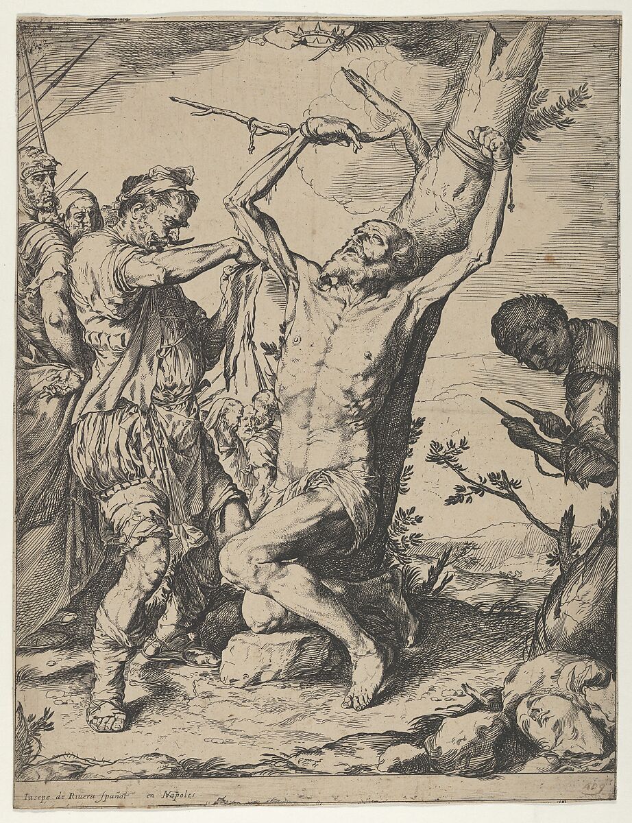 The Martyrdom of Saint Bartholomew, After Jusepe de Ribera (called Lo Spagnoletto) (Spanish, Játiva 1591–1652 Naples), Etching (reverse copy) 