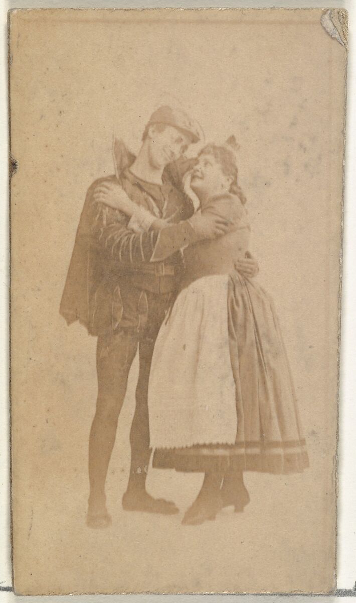 [Actor and actress embracing], from the Actors and Actresses series (N145-8) issued by Duke Sons & Co. to promote Duke Cigarettes, Issued by W. Duke, Sons &amp; Co. (New York and Durham, N.C.), Albumen photograph 