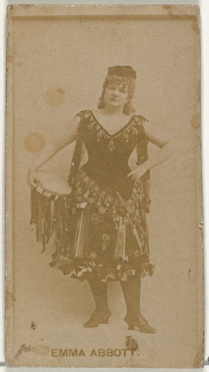 Emma Abbott, from the Actors and Actresses series (N145-8) issued by Duke Sons & Co. to promote Duke Cigarettes, Issued by W. Duke, Sons &amp; Co. (New York and Durham, N.C.), Albumen photograph 