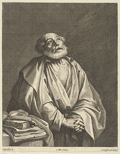 Saint Peter in prayer, looking upwards and to the right
