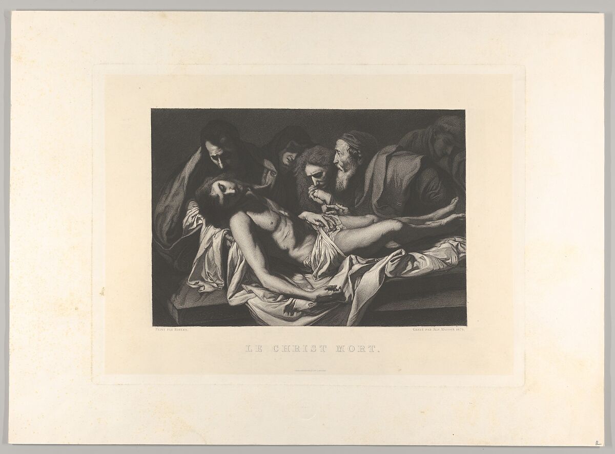 The Lamentation Over the Dead Christ, Alphonse-Charles Masson (French, 1814–1898), Etching and drypoint on chine collé 