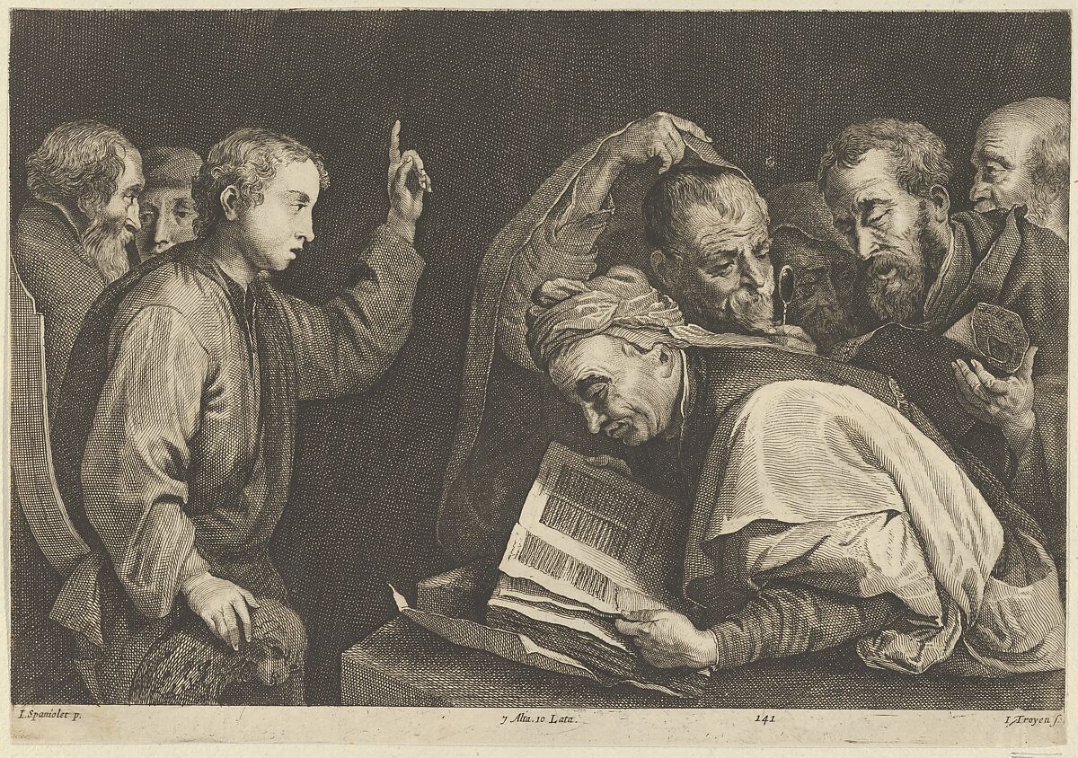 Young Christ Among the Doctors, Jan van Troyen (Flemish, Brussels ca. 1610–after 1666), Etching 