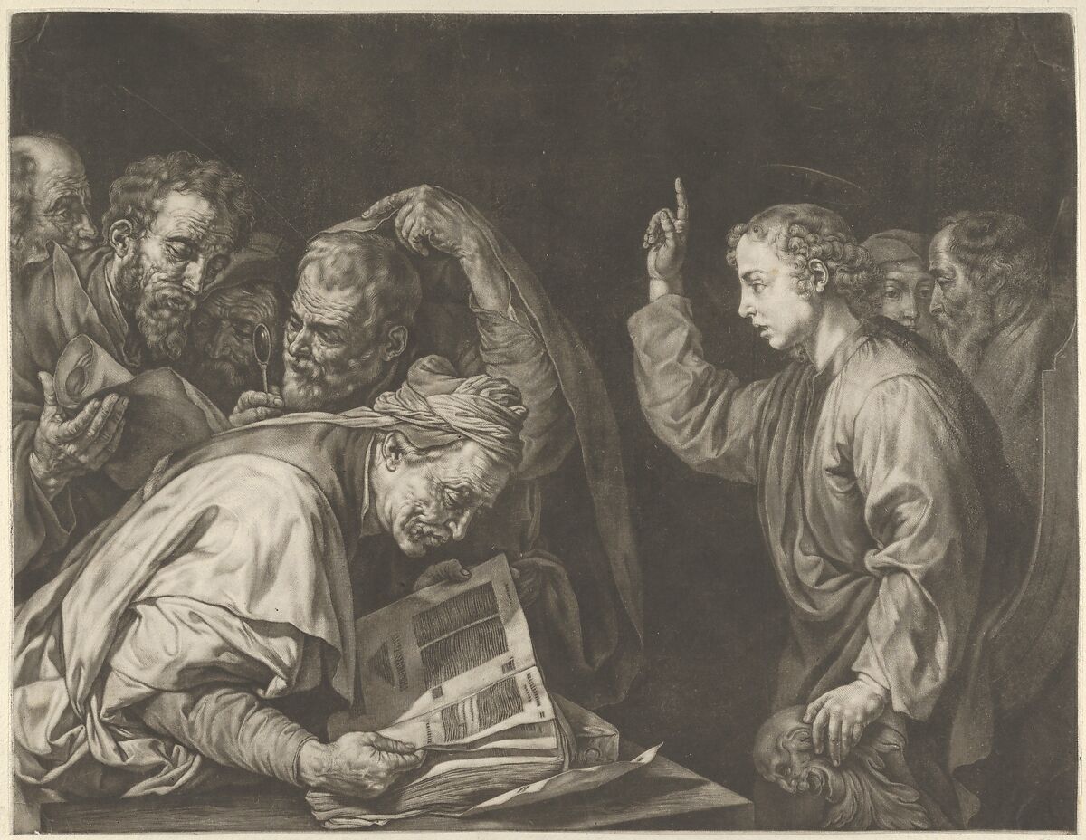 Young Christ among the Doctors, Jacob Männl (German, Carlsbad 1654–1712 Vienna), Mezzotint 