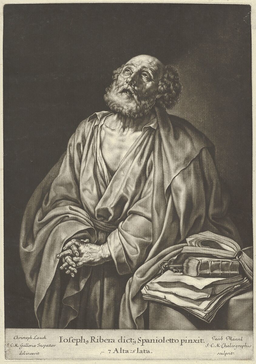 The Penitence of Saint Peter, Jeremias Gottlob Rugendas (German, 1711–1772), Engraving 