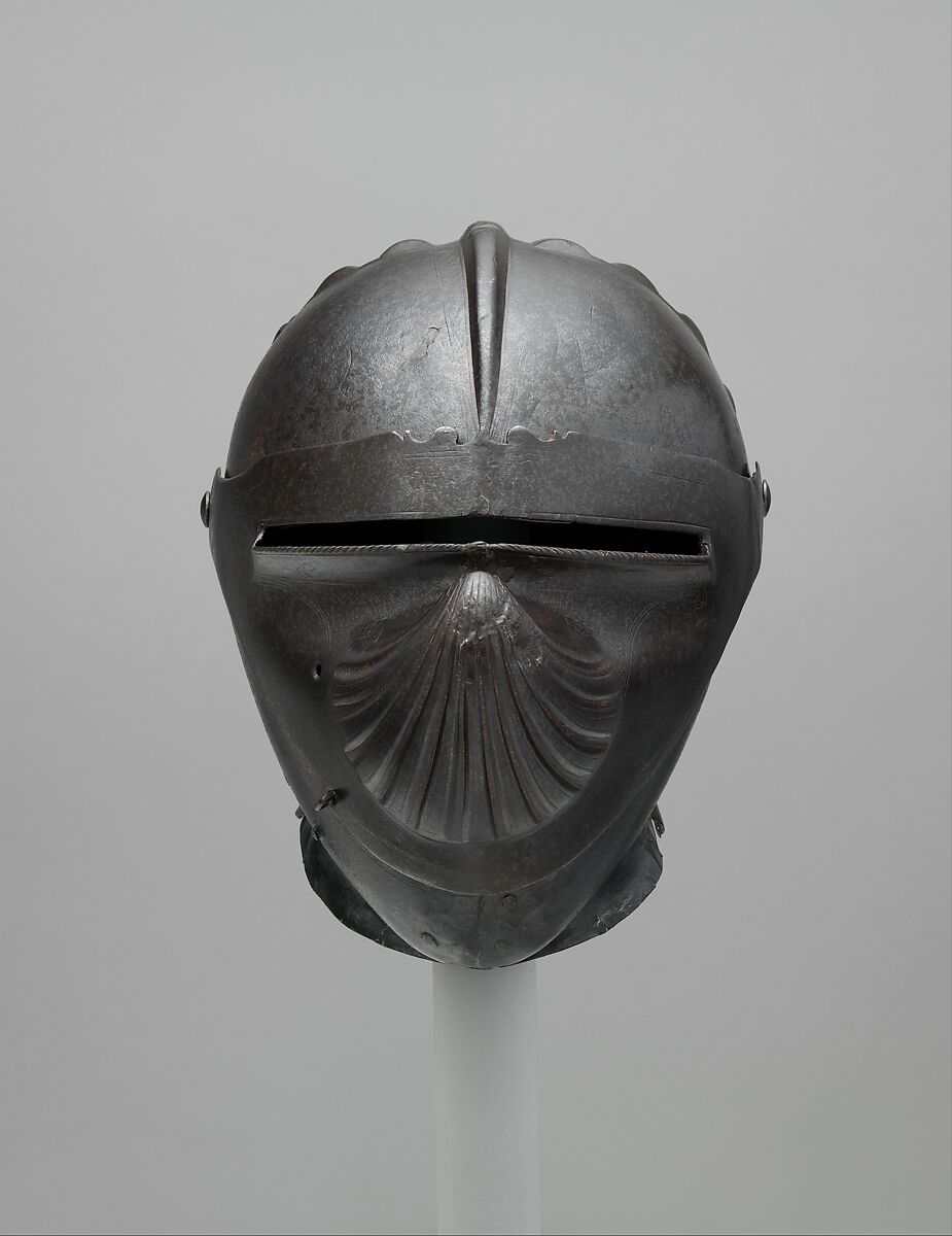 Close Helmet, Gian Giacomo Negroli (Italian, Milan 1463–1543), Steel, gold, Italian, Milan