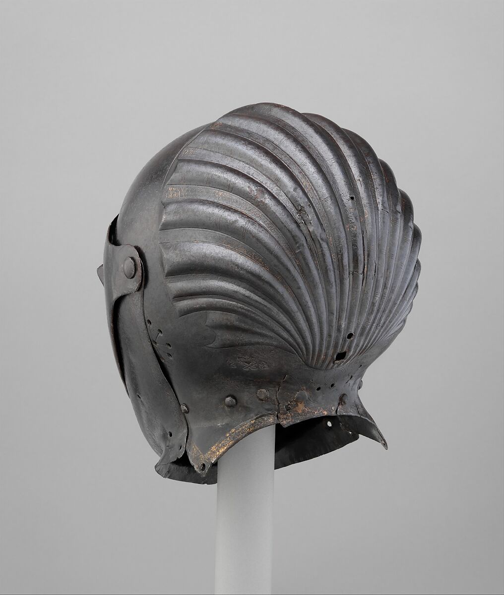 Close Helmet, Gian Giacomo Negroli (Italian, Milan 1463–1543), Steel, gold, Italian, Milan