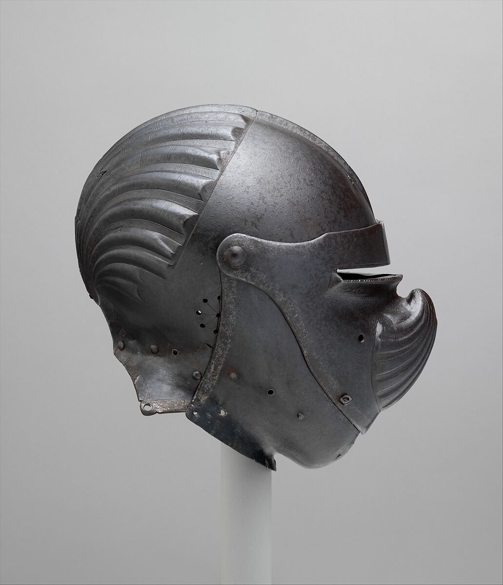 Close Helmet, Gian Giacomo Negroli (Italian, Milan 1463–1543), Steel, gold, Italian, Milan