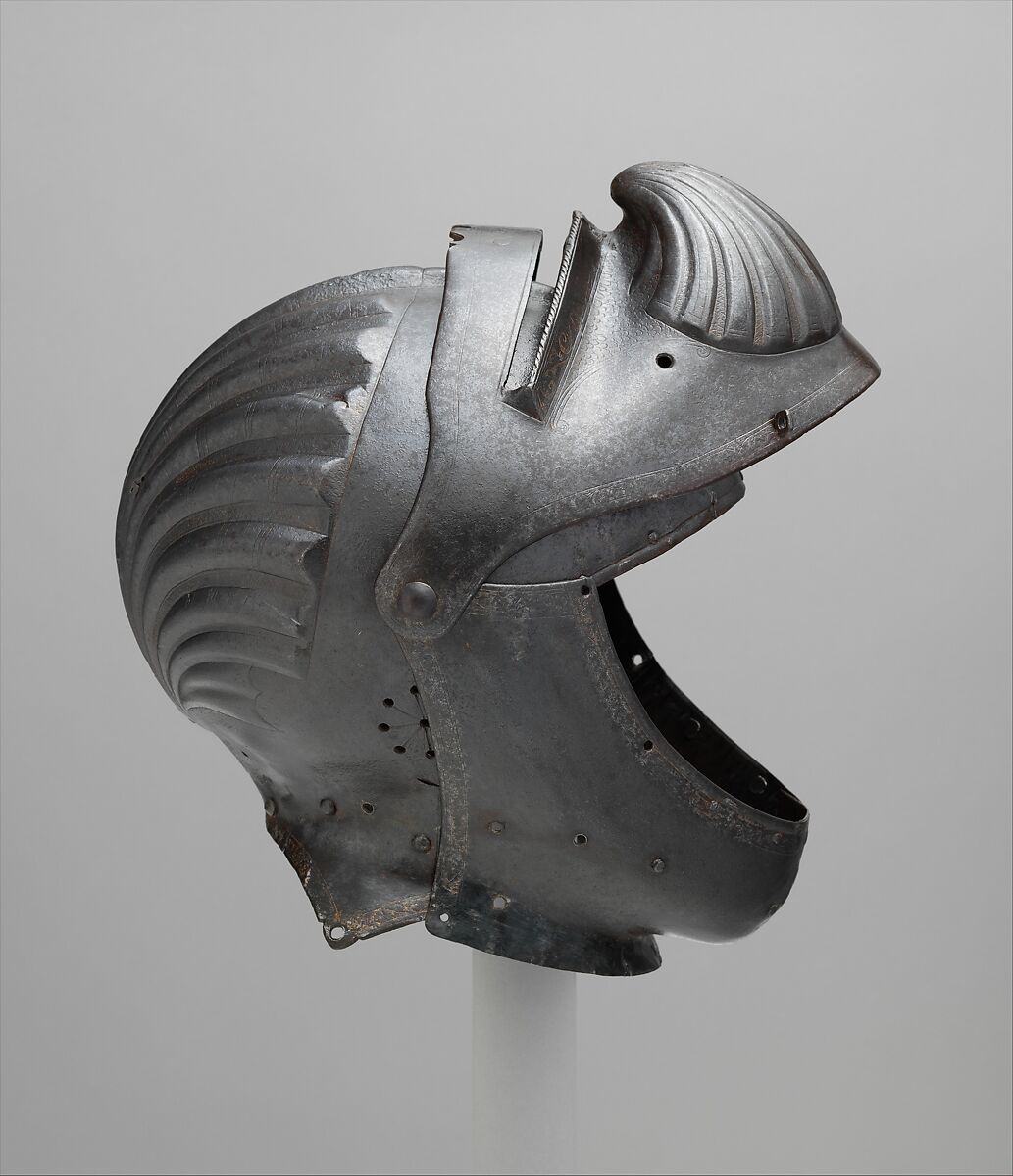 Close Helmet, Gian Giacomo Negroli (Italian, Milan 1463–1543), Steel, gold, Italian, Milan