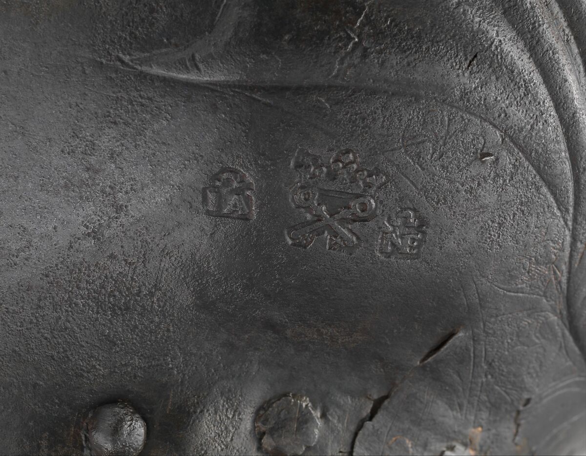 Close Helmet, Gian Giacomo Negroli (Italian, Milan 1463–1543), Steel, gold, Italian, Milan