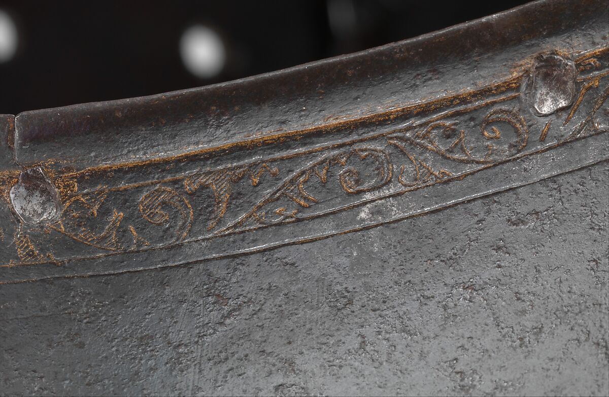 Close Helmet, Gian Giacomo Negroli (Italian, Milan 1463–1543), Steel, gold, Italian, Milan