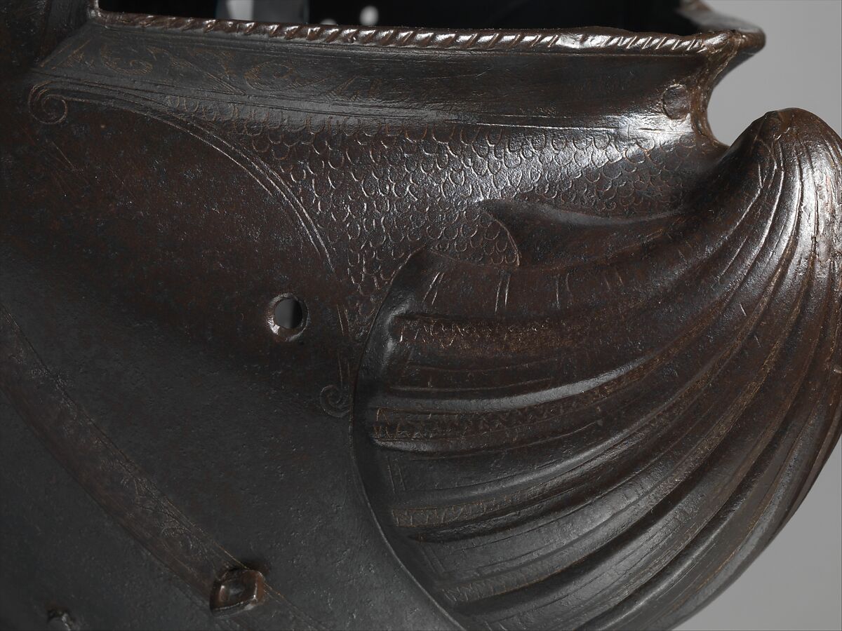 Close Helmet, Gian Giacomo Negroli (Italian, Milan 1463–1543), Steel, gold, Italian, Milan