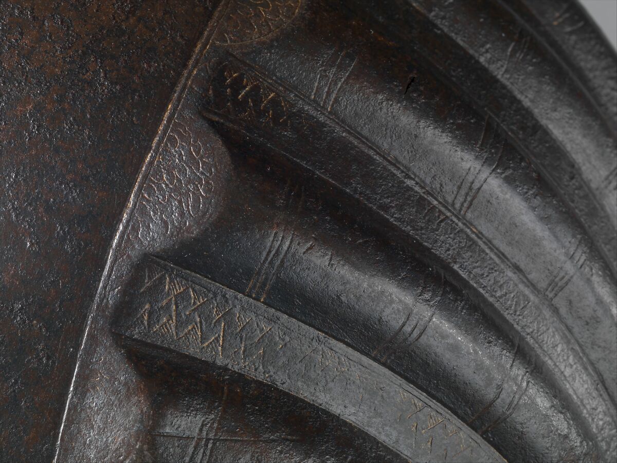 Close Helmet, Gian Giacomo Negroli (Italian, Milan 1463–1543), Steel, gold, Italian, Milan