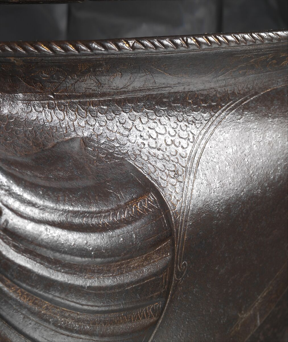 Close Helmet, Gian Giacomo Negroli (Italian, Milan 1463–1543), Steel, gold, Italian, Milan