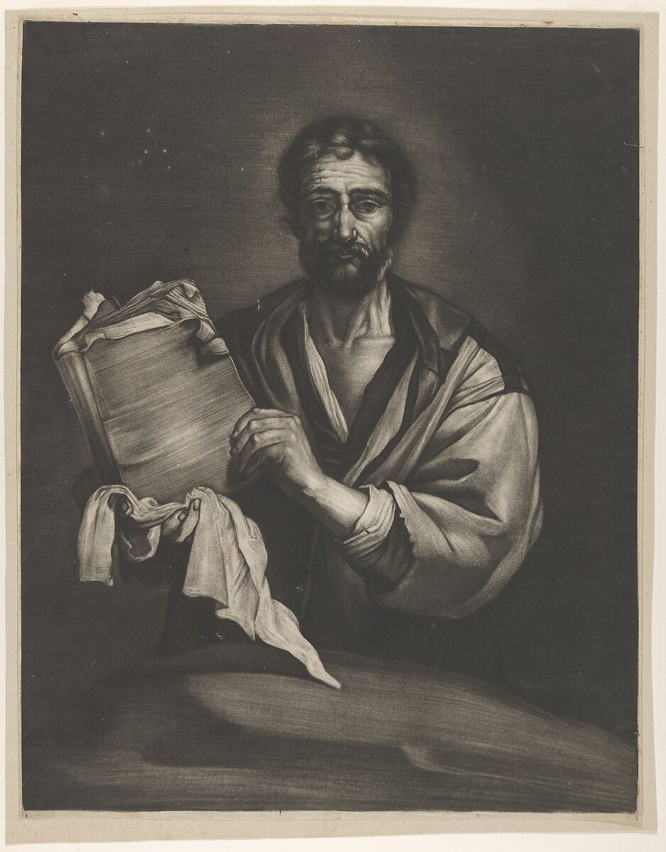 A Philosopher, looking forward, holding a book with a cloth, Bernard Vaillant (Dutch, Lille 1632–1698 Leyden), Mezzotint 