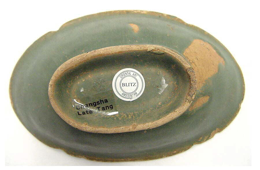 Oval bowl, Stoneware with bluish green glaze (Changsha ware), China