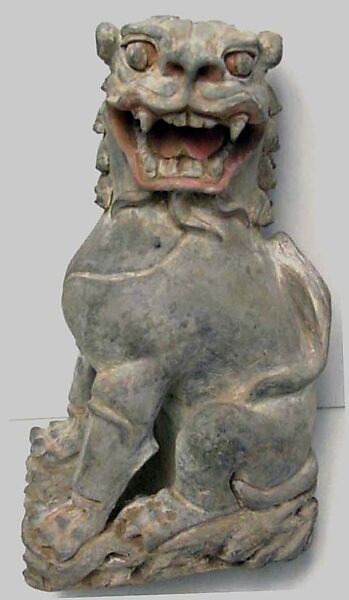 Lion, Earthenware with traces of pigments, China