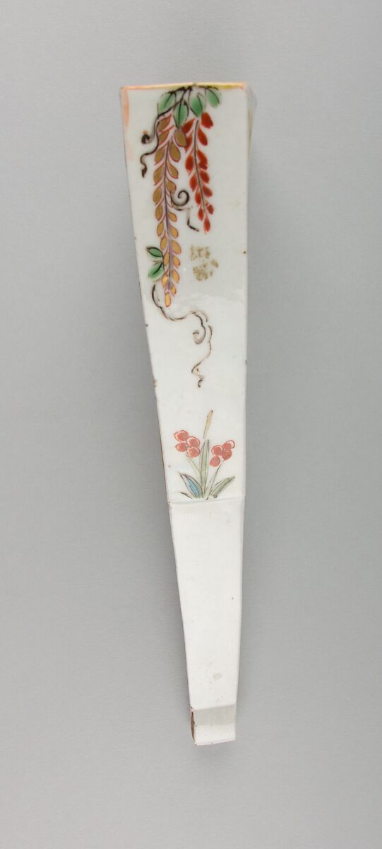 One of a Pair of Fan-Shaped Hanging Wall Vases, Porcelain with overglaze enamels and gold (Hizen ware, Ko Imari type), Japan