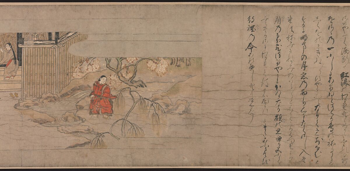 A Long Tale for an Autumn Night (Aki no yo nagamonogatari), Unidentified artist Japanese, Handscroll 2 from a set of 3; ink, color, and gold on paper, Japan