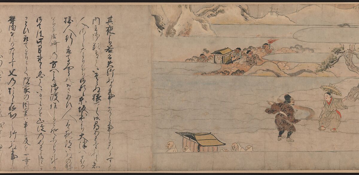 A Long Tale for an Autumn Night (Aki no yo nagamonogatari), Unidentified artist Japanese, Handscroll 2 from a set of 3; ink, color, and gold on paper, Japan