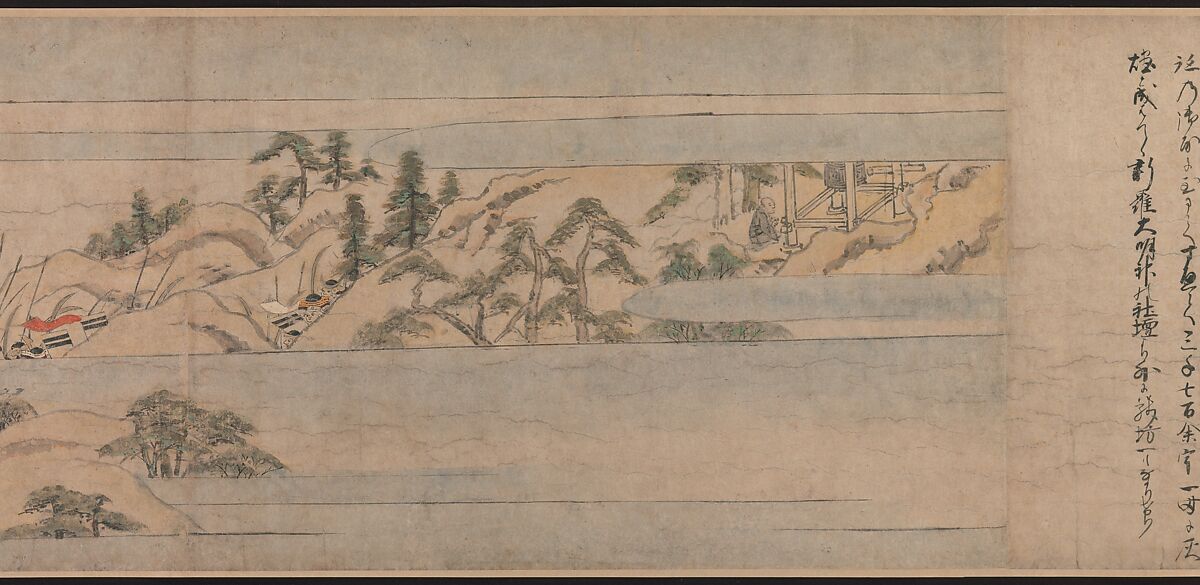 A Long Tale for an Autumn Night (Aki no yo nagamonogatari), Unidentified artist Japanese, Handscroll 2 from a set of 3; ink, color, and gold on paper, Japan