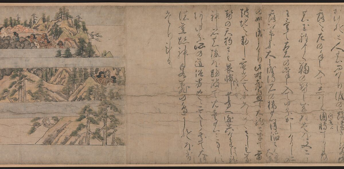 A Long Tale for an Autumn Night (Aki no yo nagamonogatari), Unidentified artist Japanese, Handscroll 3 from a set of 3; ink, color, and gold on paper, Japan