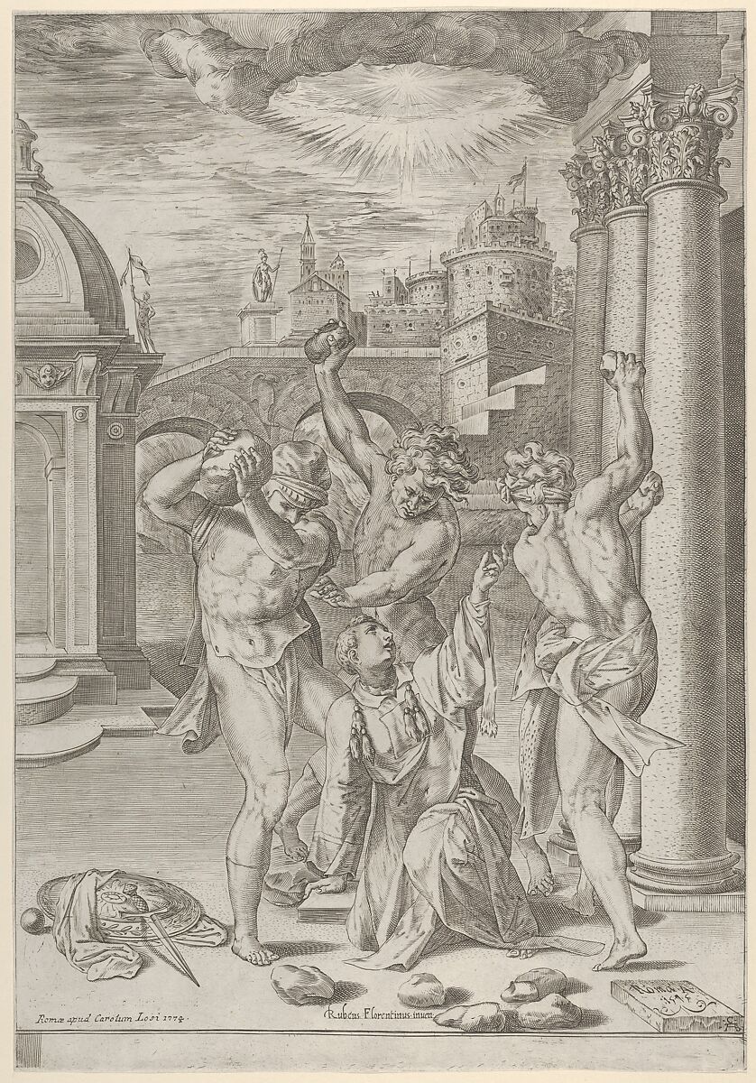 The Stoning of Saint Stephen, Cherubino Alberti (Zaccaria Mattia) (Italian, Borgo Sansepolcro 1553–1615 Rome), Engraving; second state of two (Bartsch) 