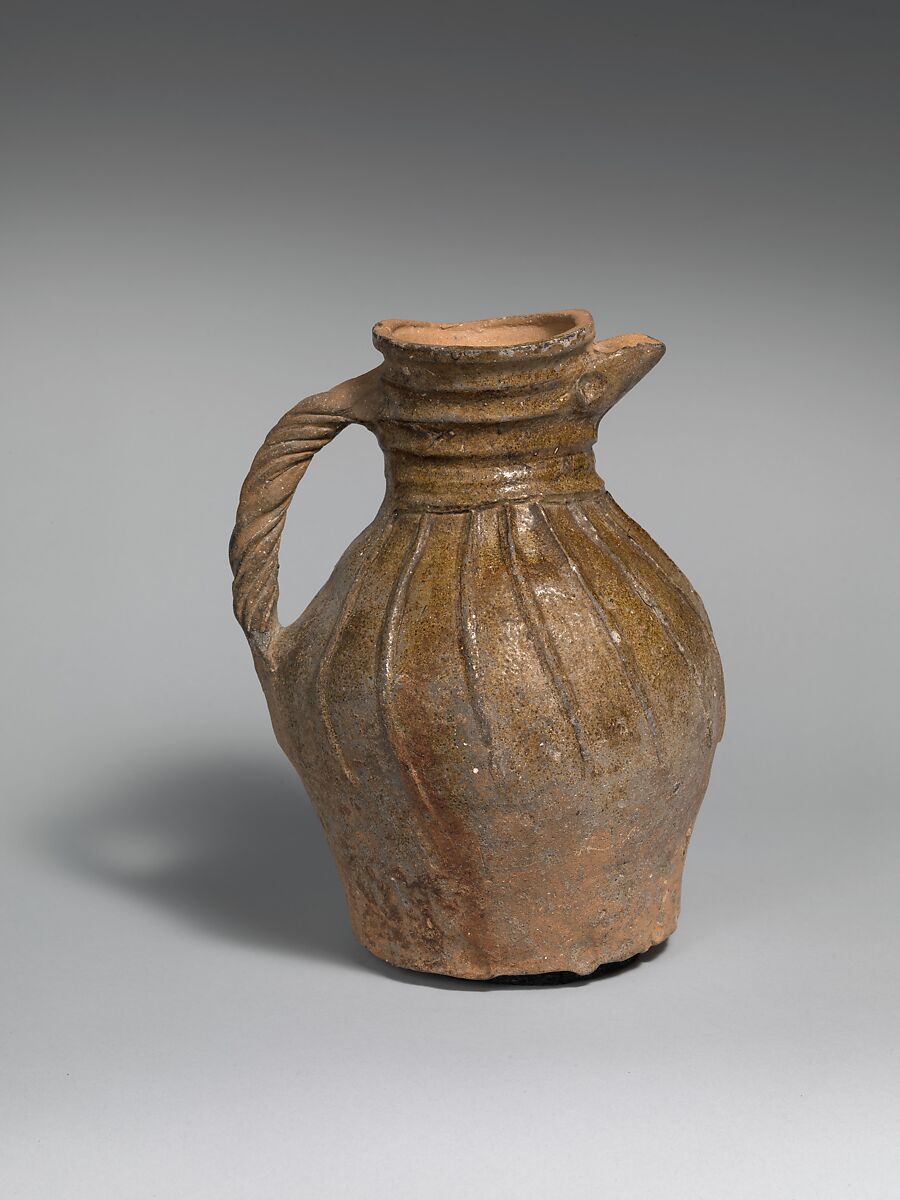 Jug with twisted handle, Lead glazed earthenware, British