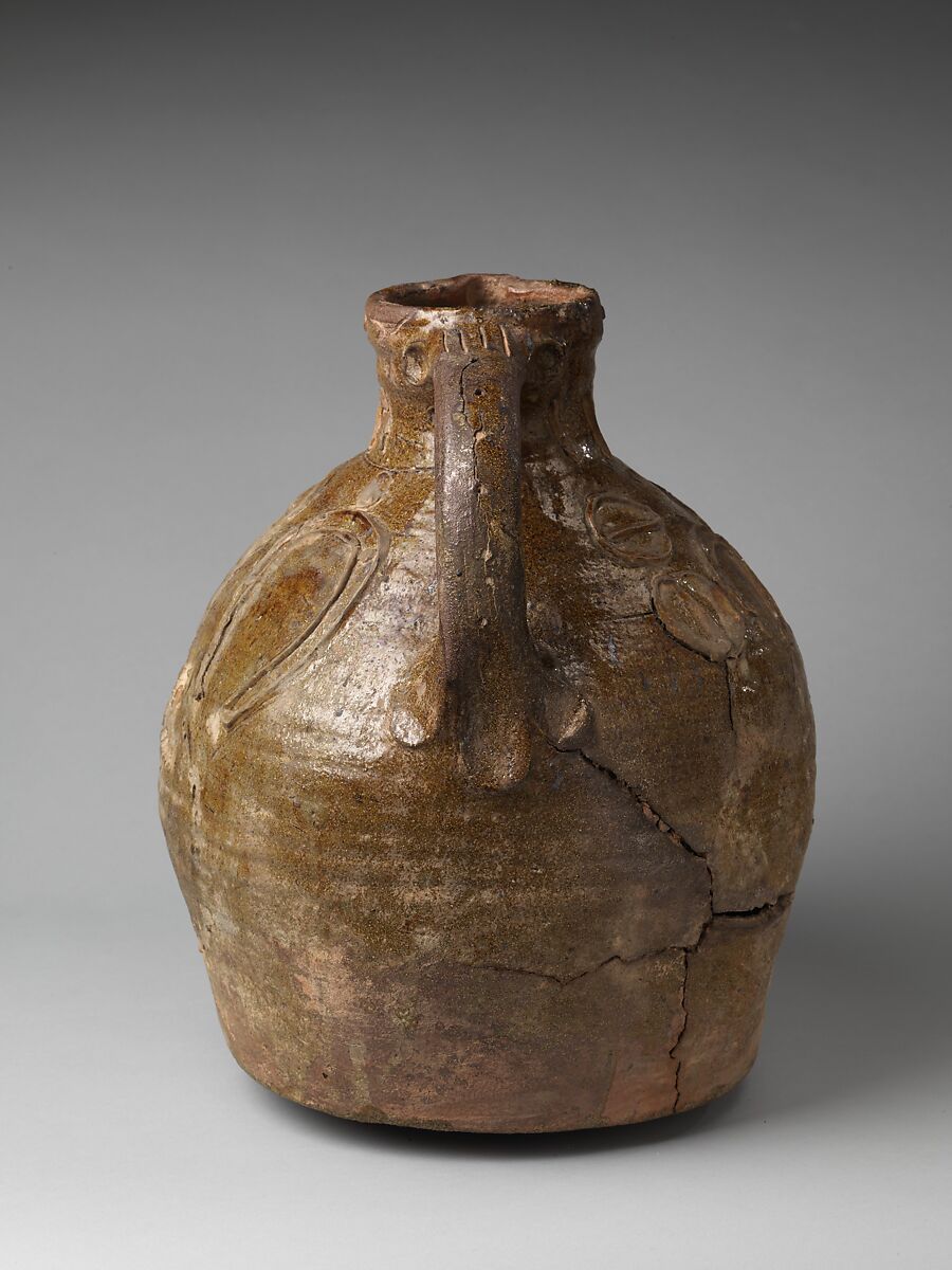 Jug with Horseshoes, Glazed earthenware, British