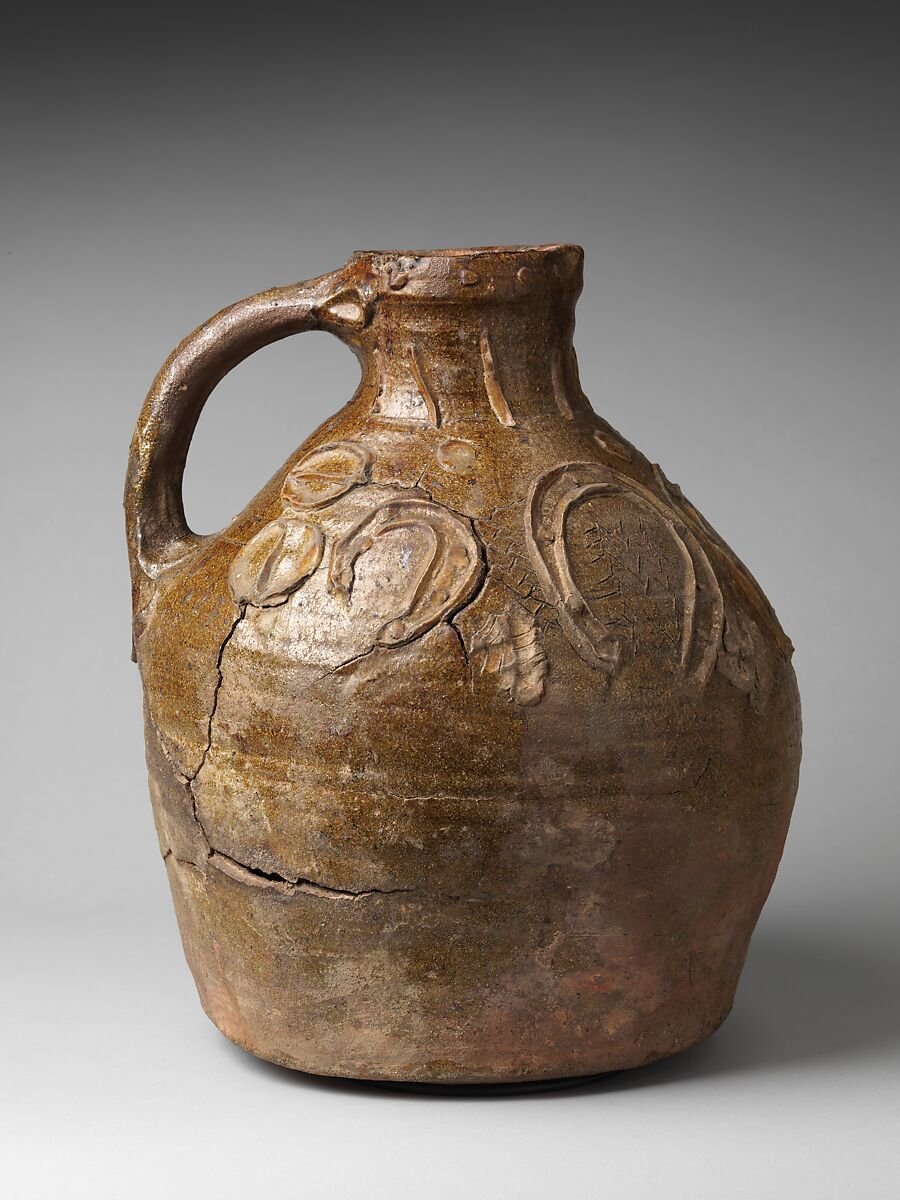 Jug with Horseshoes, Glazed earthenware, British