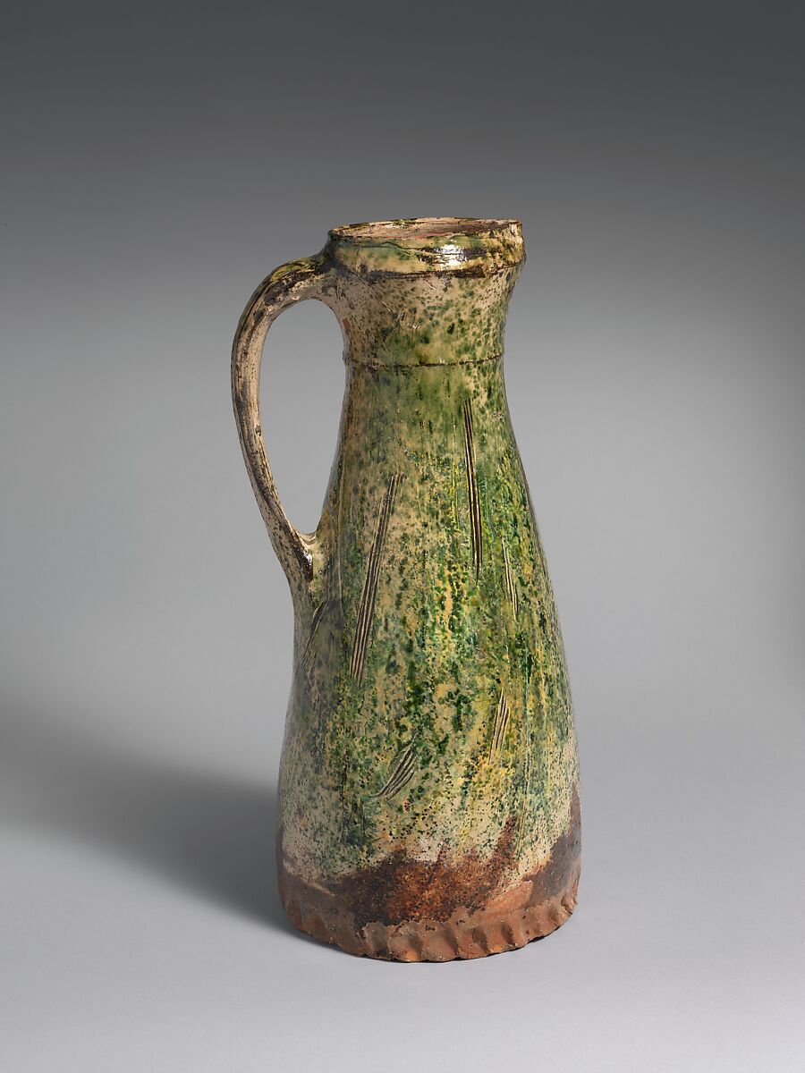 Green Glazed Jug, Lead glazed earthenware, British