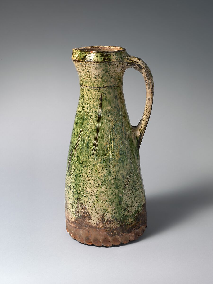 Green Glazed Jug, Lead glazed earthenware, British 