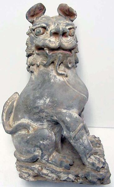 Lion, Earthenware with traces of pigments, China